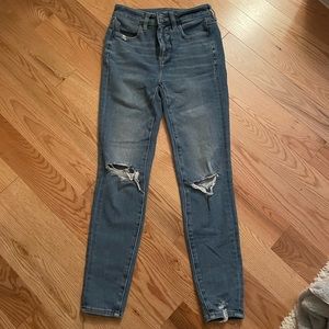 American Eagle high rise ripped jeans